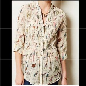 Anthropologie French bird button down top